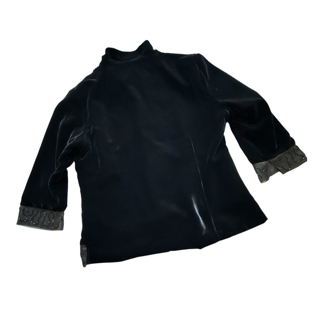 Alexandra Bartlett Velvet Jacket Embellished Beaded Trim Black Women’s L - Picture 2 of 8